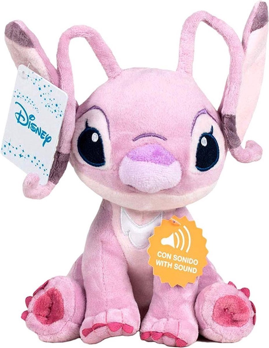 Angel -   Lilo & Stitch Roze Pluche Knuffel 35 cm + Geluid {  Plush Toy | Speelgoed knuffeldier knuffelpop voor kinderen jongens meisjes | lilo en stitch, angel, leroy, stitch}